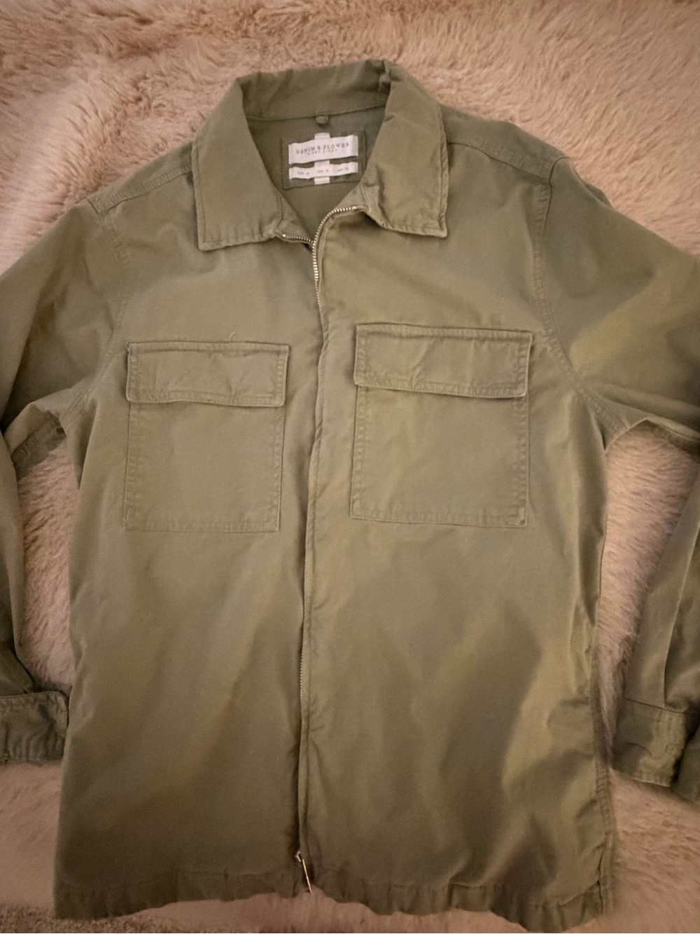 Denim & Flower Olive Utility Zip Field Jacket